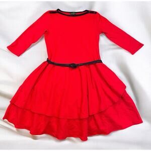 Ralph Lauren Jeans Co. Fit And Flare Nautical Dress Womens Sz M Tiered Ruffle